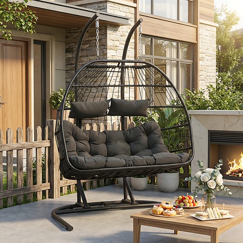 Hanging rattan egg chair - hanging,