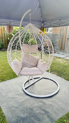White rattan hanging - white,